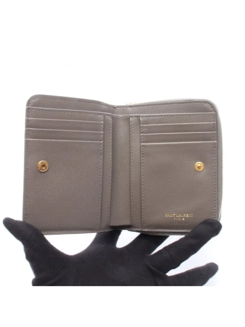Saint Laurent Paris Bifold Wallet Monogram Gray Leather Cassandra - Picture 3 of 8